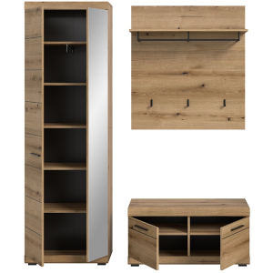 Mobile ingresso moderno appendiabiti specchio 167xH197 cm rovere Bloom