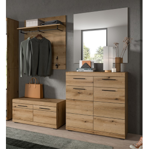 Mobile ingresso moderno appendiabiti specchio 195xH197 cm rovere Bloom