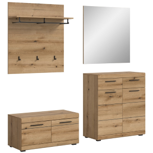 Mobile ingresso moderno appendiabiti specchio 195xH197 cm rovere Bloom