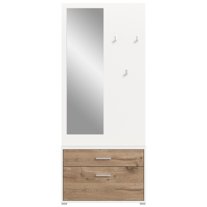 Mobile ingresso appendiabiti con specchio scarpiera 80xH190 bianco rovere Elyon