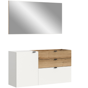 Mobile ingresso moderno specchio 120xH194 bianco rovere Liria