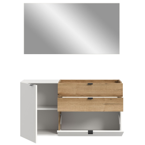 Mobile ingresso moderno specchio 120xH194 bianco rovere Liria