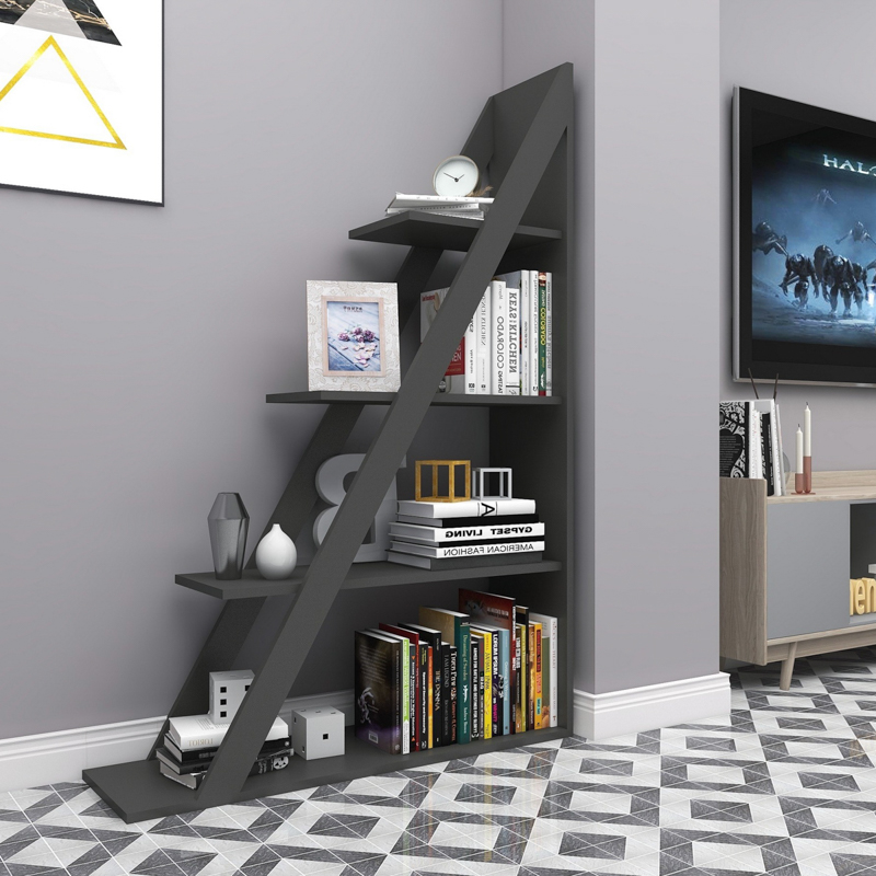 Libreria moderna soggiorno design colonna 100xH150 cm antracite Solan