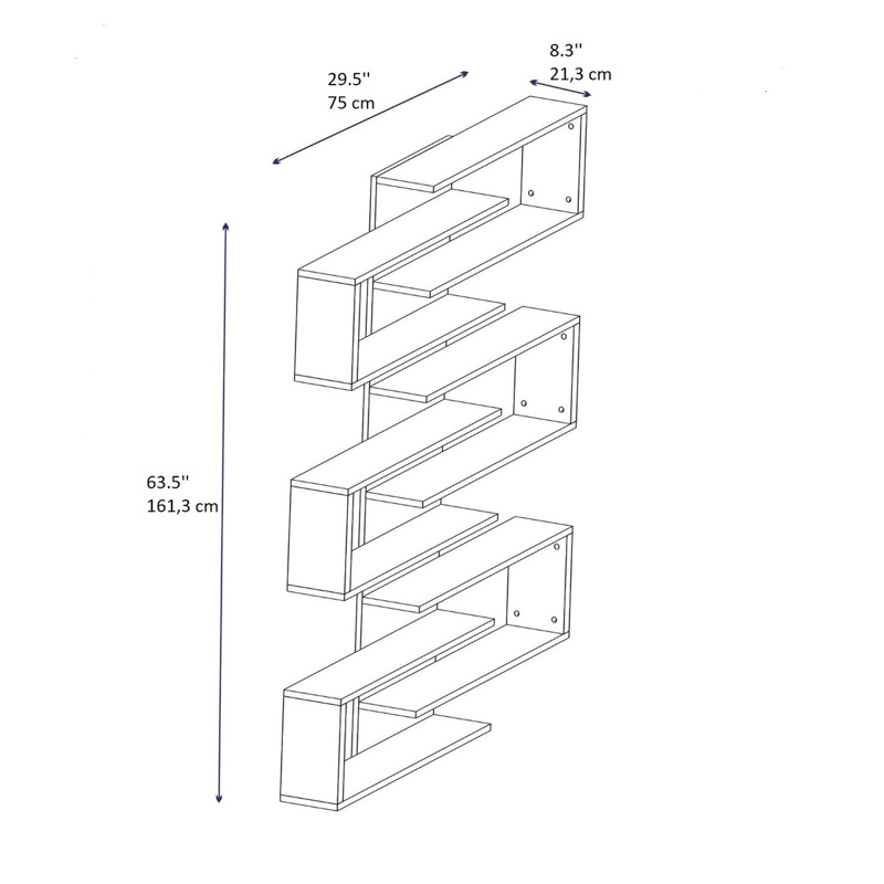 Libreria moderna soggiorno design colonna 75xH161 cm noce Eron