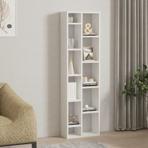 Libreria moderna soggiorno design colonna 44xH150 cm bianco Torin