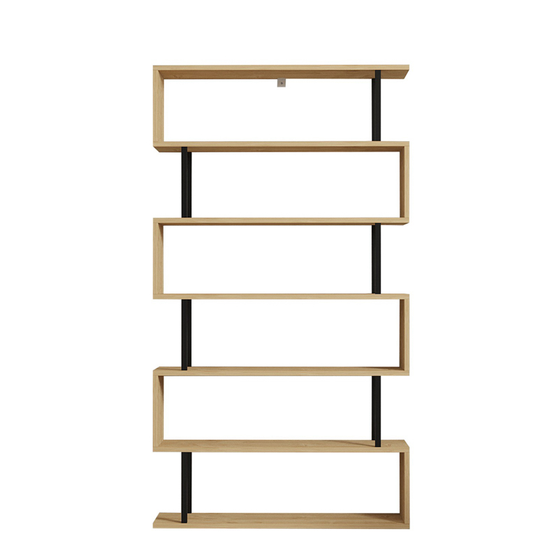 Libreria moderna soggiorno design industrial 90xH162 cm rovere nero Varek