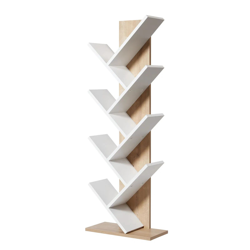 Libreria moderna soggiorno design colonna 46xH129 cm rovere bianco Aster