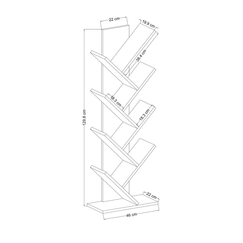 Libreria moderna soggiorno design colonna 46xH129 cm rovere bianco Aster
