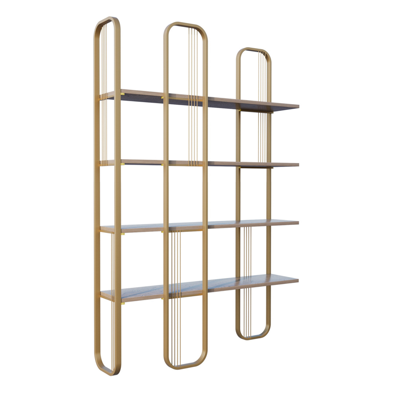 Libreria moderna design parete divisore industrial 124xH182 cm oro Nolan