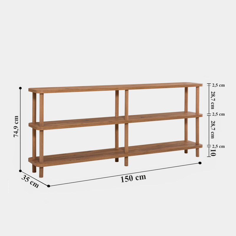 Libreria moderna mobile multiuso 150xH74 cm rovere Soren