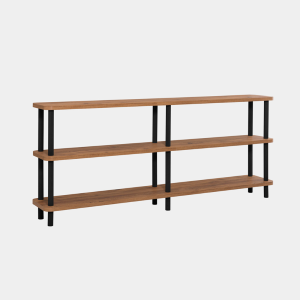 Libreria moderna industrial mobile multiuso 180xH74 cm rovere nero Soren