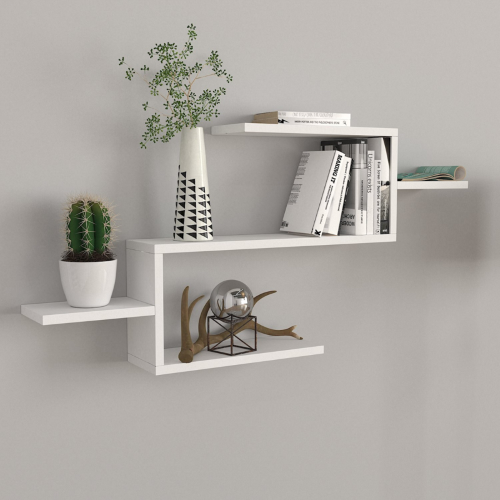 Libreria pensile moderno soggiorno design 104xH49 cm bianco Vireo
