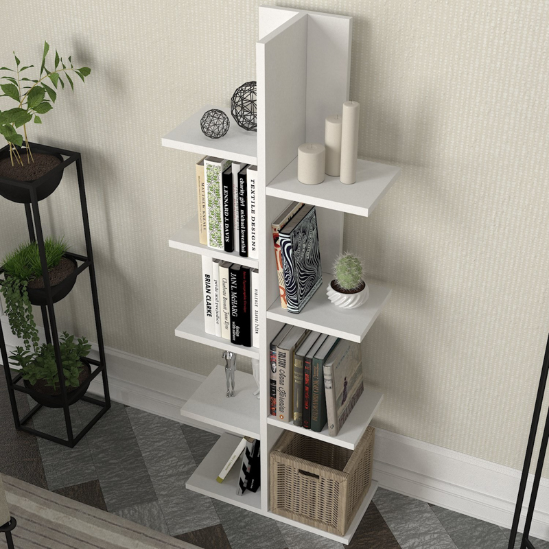 Libreria moderna soggiorno design colonna 45xH121 cm bianco Arven