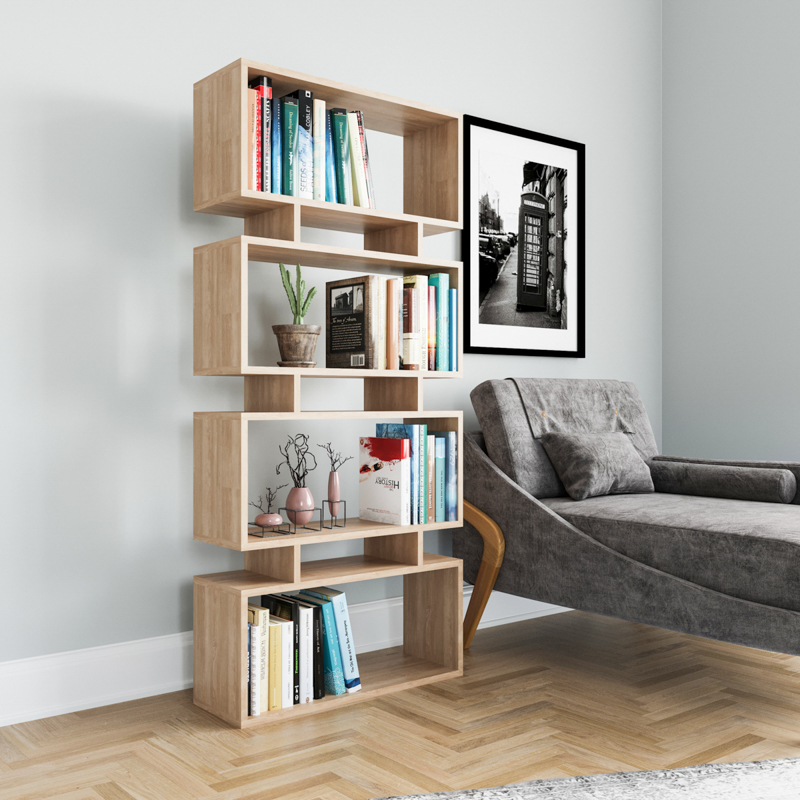 Libreria moderna soggiorno design colonna 72xH161 cm rovere Arvenia