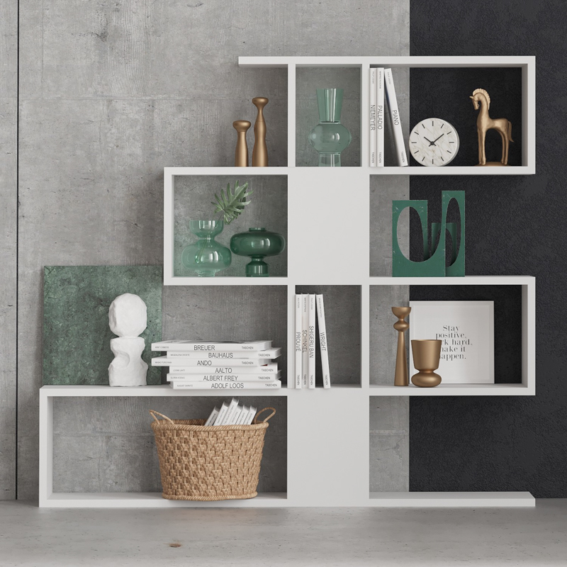Libreria moderna soggiorno design parete 120xH109 cm bianco Artemis