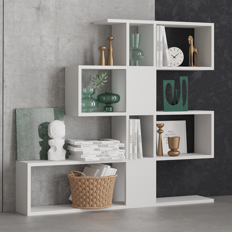 Libreria moderna soggiorno design parete 120xH109 cm bianco Artemis
