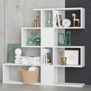 Libreria moderna soggiorno design parete 120xH109 cm bianco Artemis
