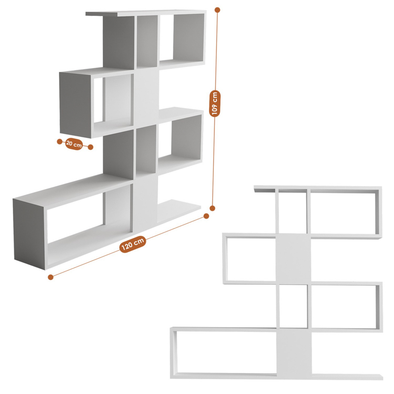 Libreria moderna soggiorno design parete 120xH109 cm bianco Artemis