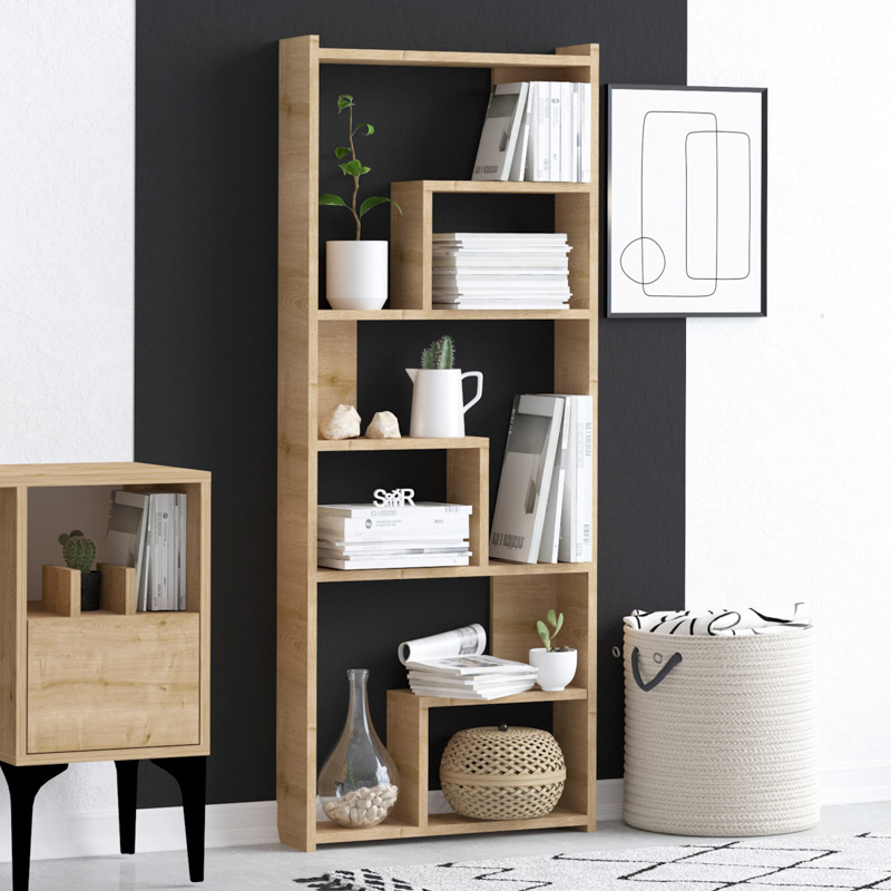 Libreria moderna soggiorno design colonna componibile  60xH150 cm rovere Aurelia