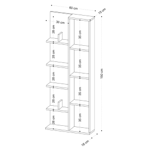 Libreria moderna soggiorno design colonna componibile 60xH150 cm rovere Aurelia