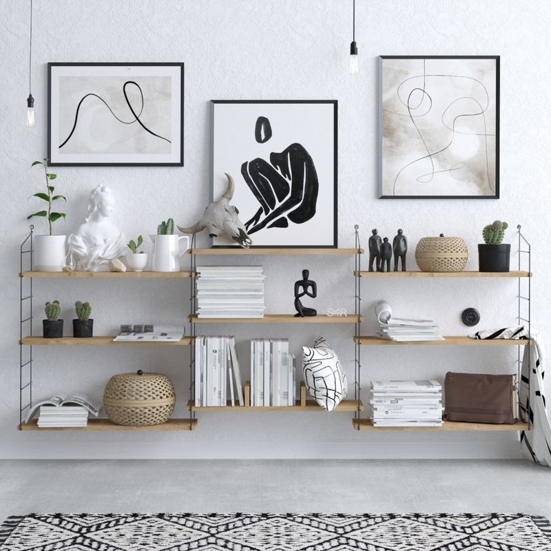 Libreria moderna soggiorno design parete 85xH216 cm rovere Aurelia
