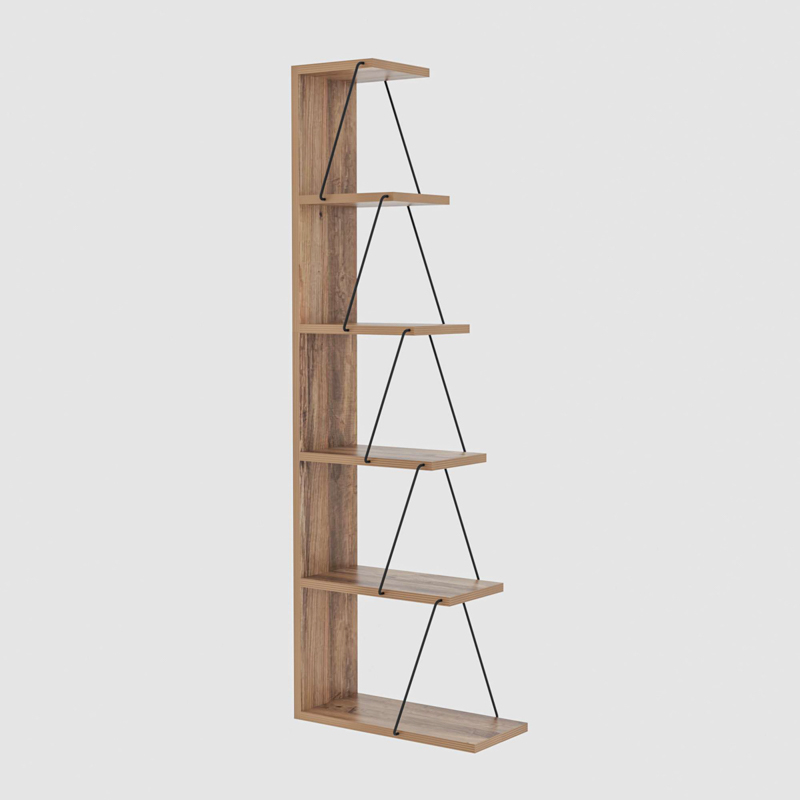 Libreria moderna soggiorno design colonna metallo 50xH150 cm rovere Levante