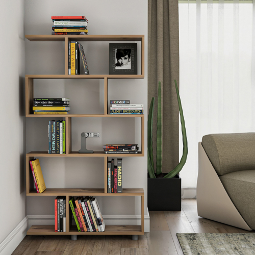Libreria moderna soggiorno design parete 90xH156 cm rovere Zerkan