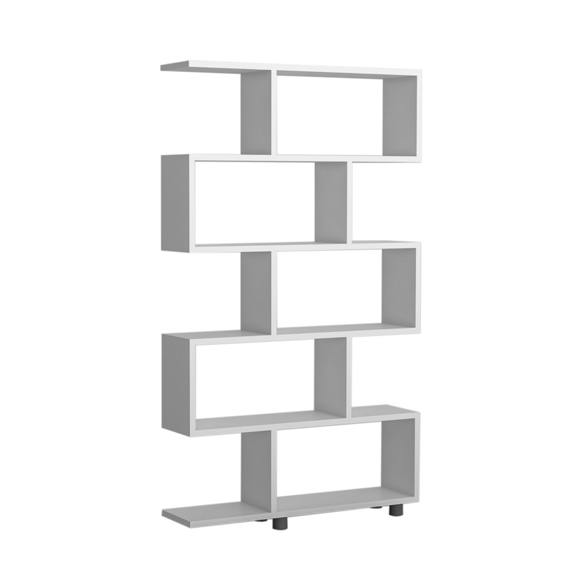 Libreria moderna soggiorno design parete 90xH156 cm bianco Zerkan