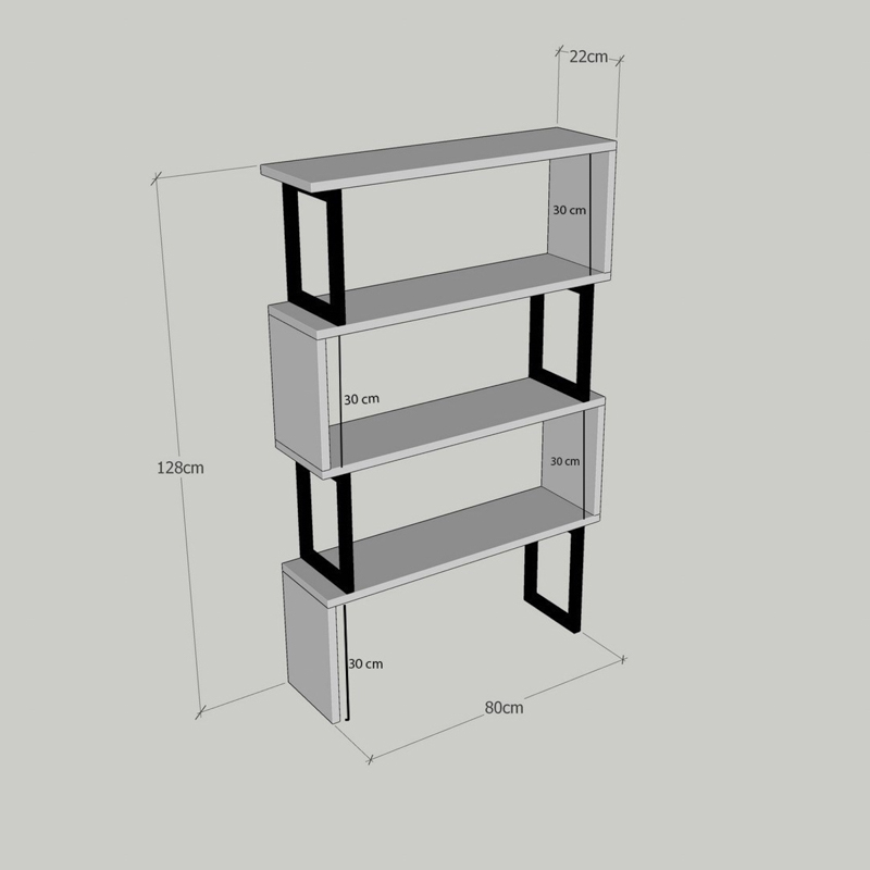 Libreria moderna soggiorno design parete 80xH128 cm noce Zerkan