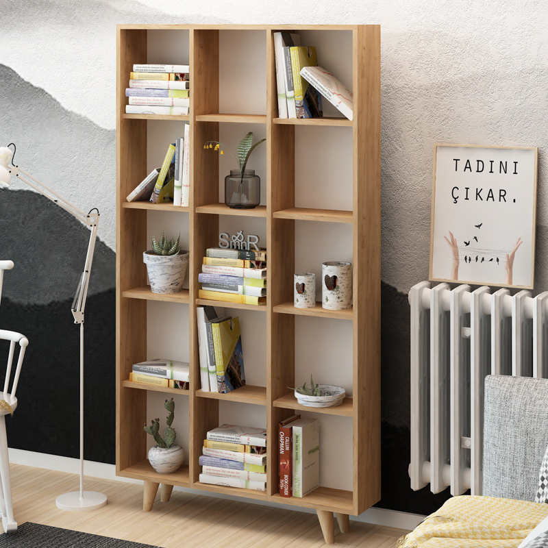 Libreria moderna soggiorno design parete 100xH184 cm rovere Corvik
