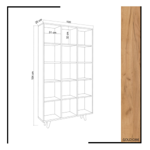 Libreria moderna soggiorno design parete 100xH184 cm rovere Corvik