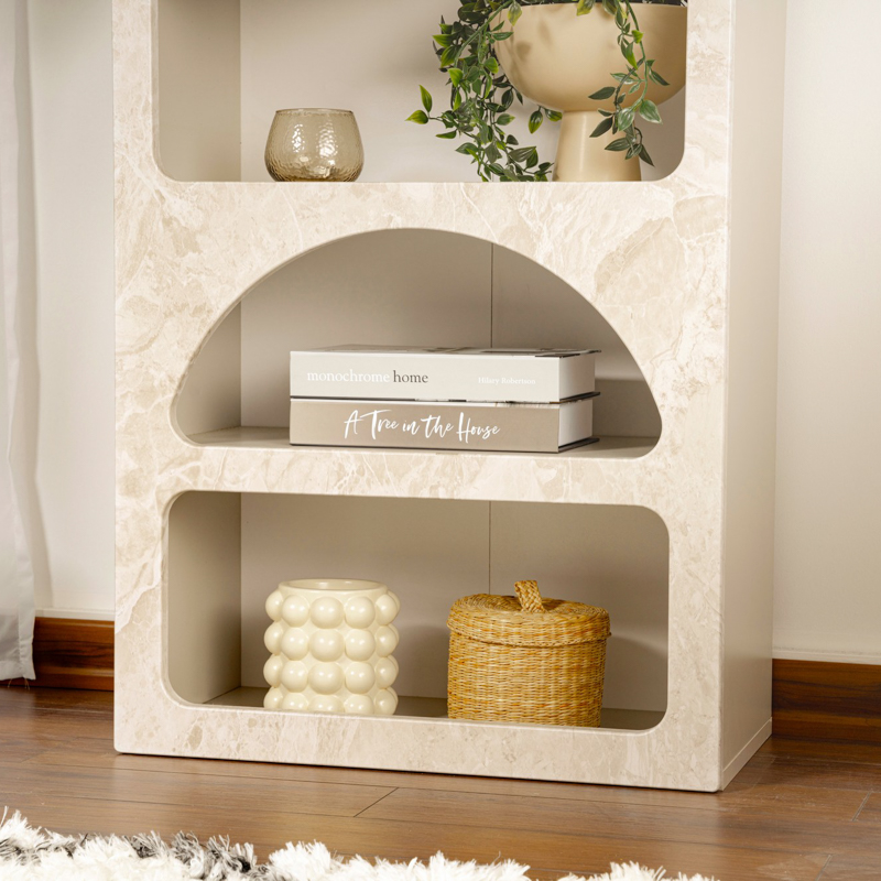 Libreria moderna soggiorno design colonna 60xH150 cm marmo sabbia Orven