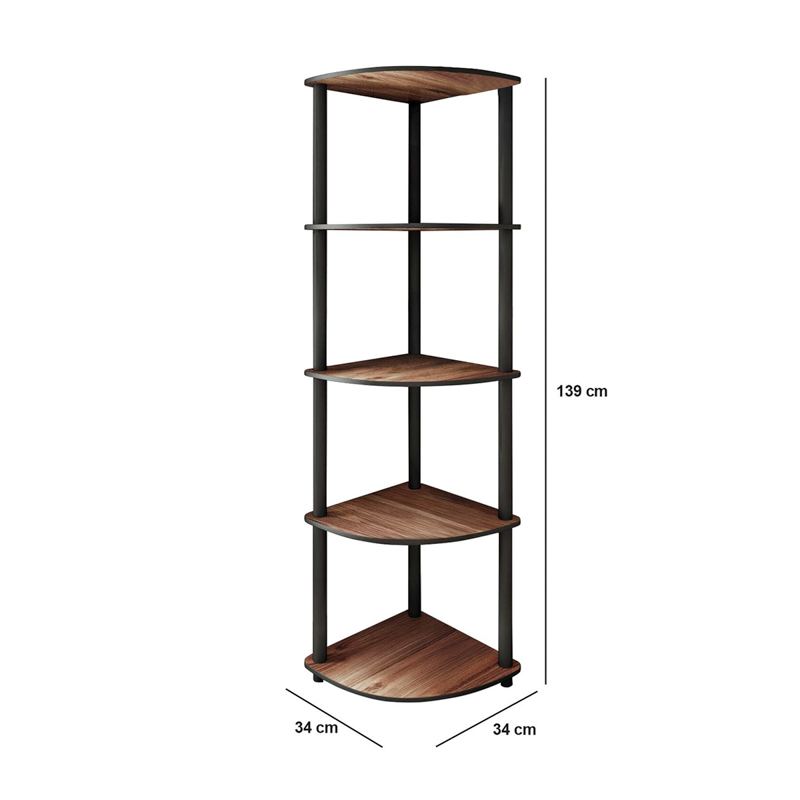 Libreria moderna angolo design colonna 34xH139 cm noce Riven