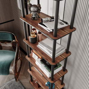 Libreria moderna soggiorno design colonna industrial 60xH173 cm noce Delvian