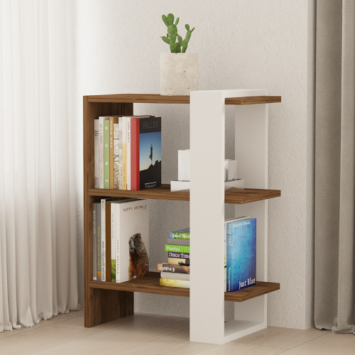 Libreria moderna bassa design colonna 51xH70 cm noce bianco Vento