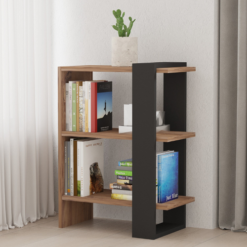 Libreria moderna bassa design colonna 51xH70 cm rovere antracite Vento