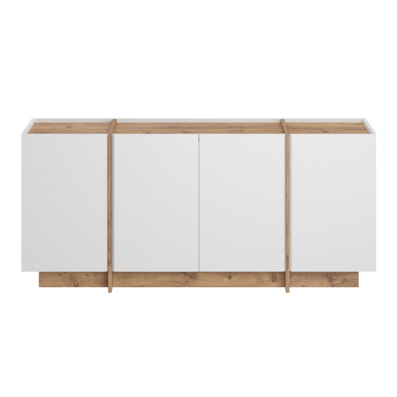 Credenza madia moderna soggiorno design 4 ante 180xH80 cm pino bianco Belvar
