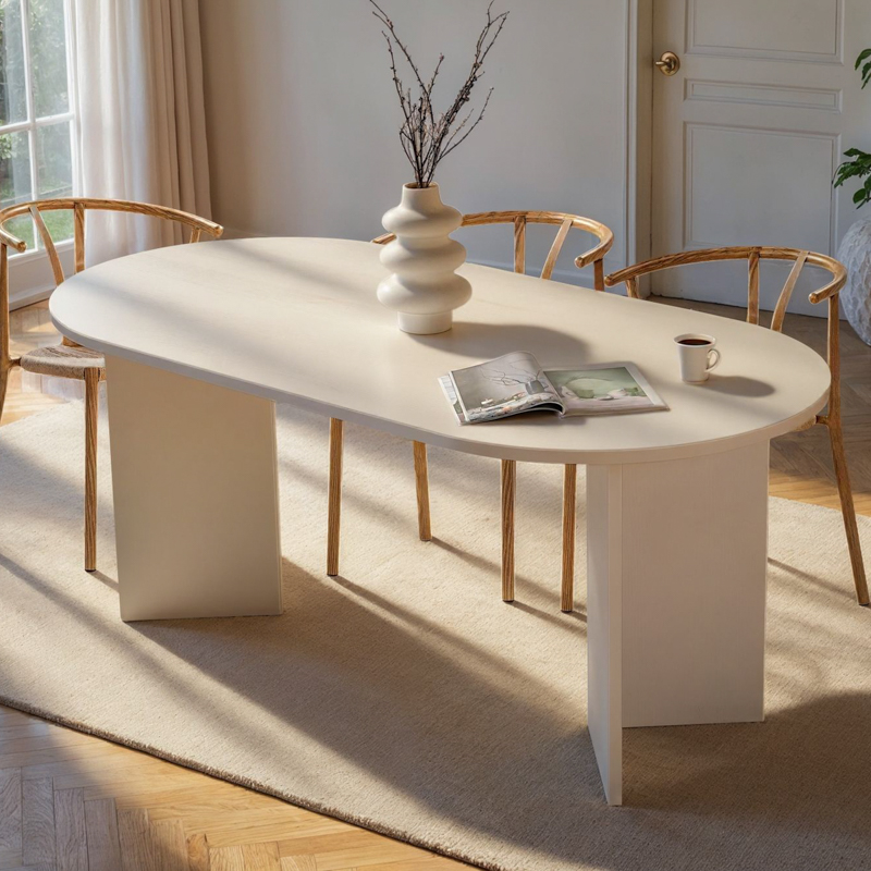 Tavolo moderno da pranzo rettangolare 180x90 cm legno bianco Ferrara