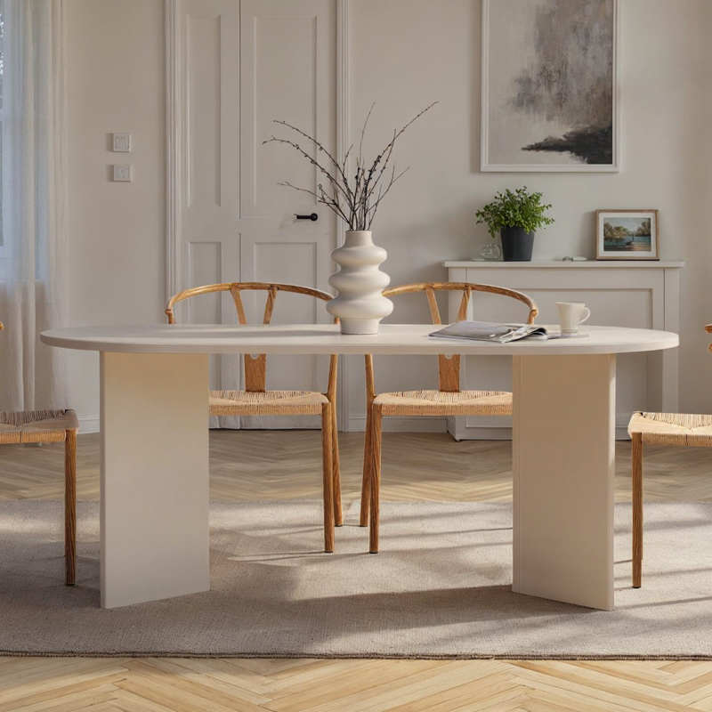 Tavolo moderno da pranzo rettangolare 180x90 cm legno bianco Ferrara