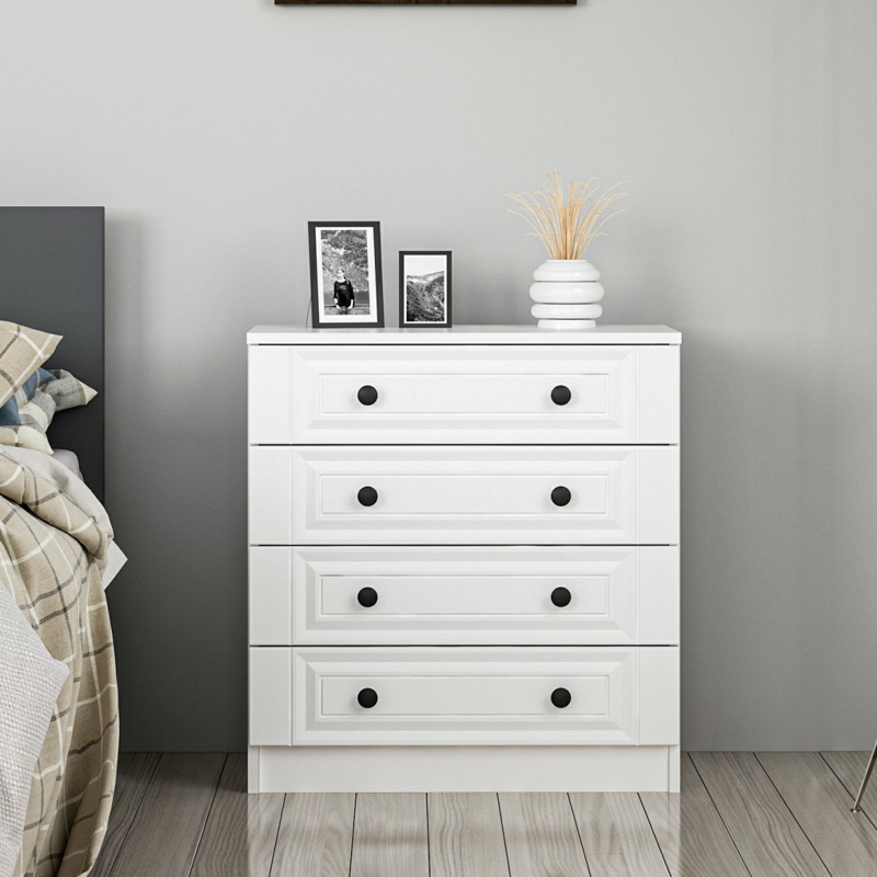 Comò cassettiera moderna camera da letto 72xH77 cm bianco Clifton