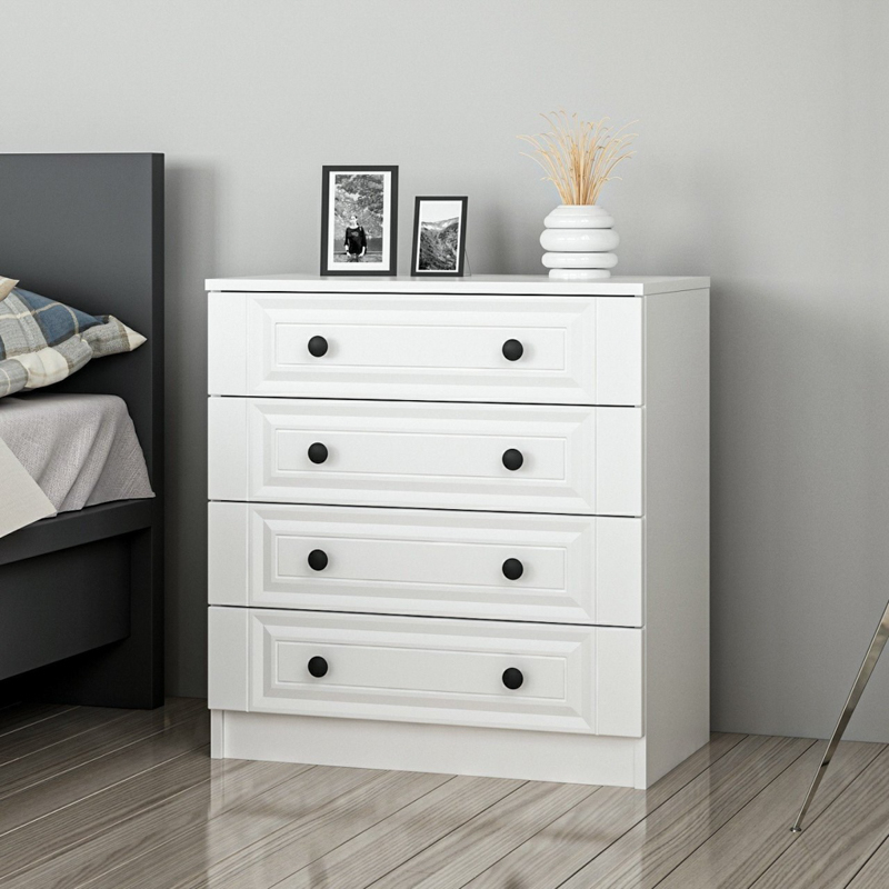 Comò cassettiera moderna camera da letto 72xH77 cm bianco Clifton