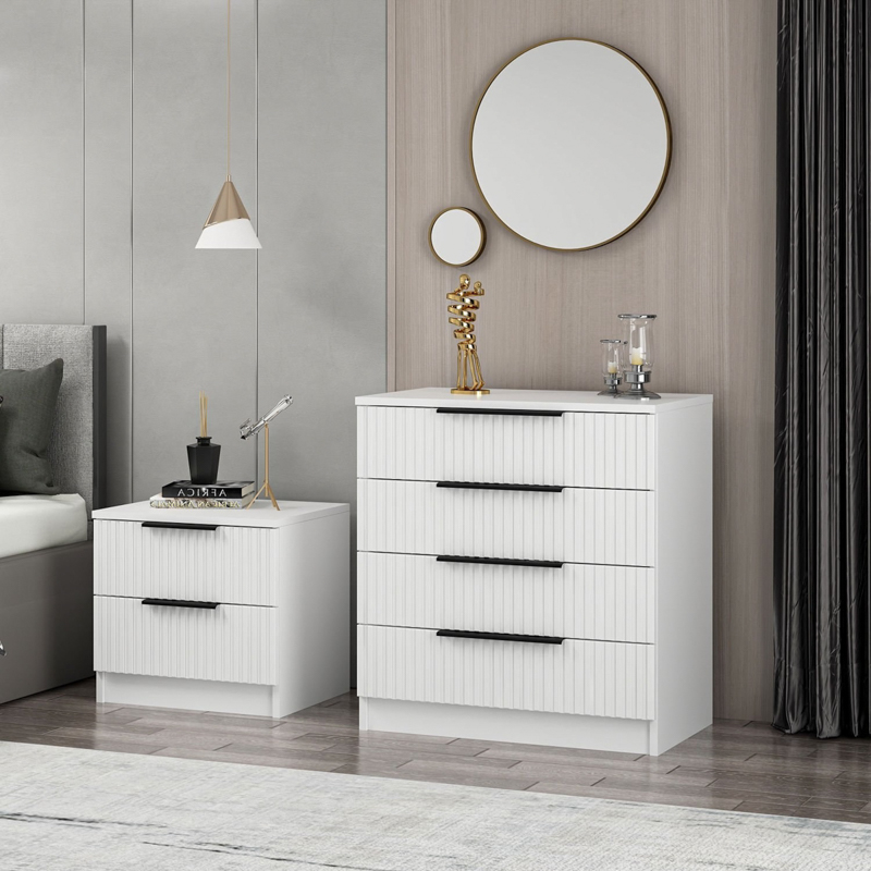 Comò cassettiera moderna camera da letto 72xH77 cm bianco Dalton