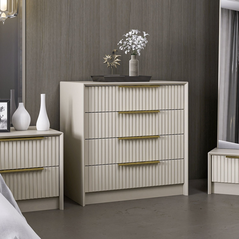 Comò cassettiera moderna camera da letto 72xH77 cm beige Dalton