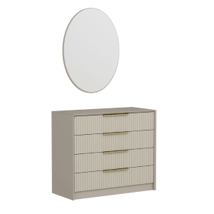 Comò cassettiera moderna specchio camera da letto 100xH85 cm beige Dalton big