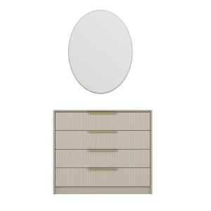 Comò cassettiera moderna specchio camera da letto 100xH85 cm beige Dalton big