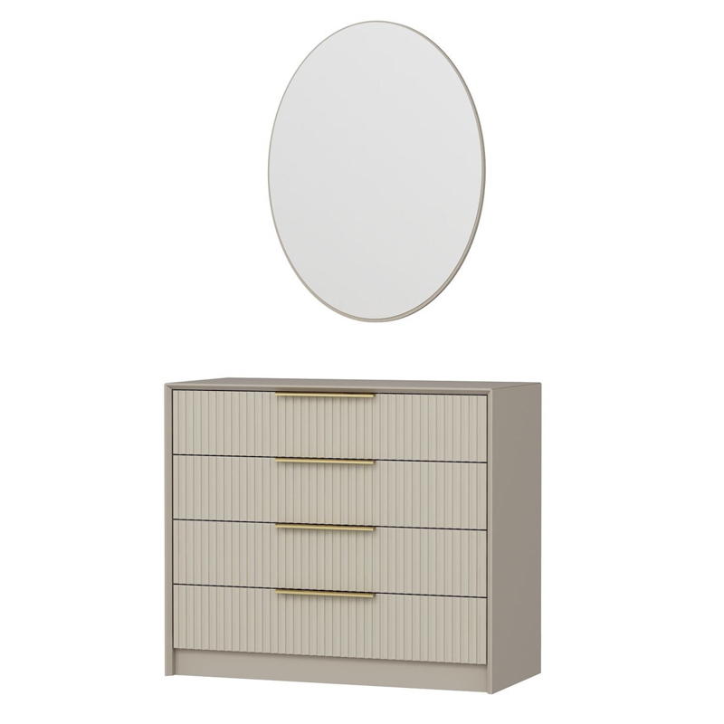 Comò cassettiera moderna specchio camera da letto 100xH85 cm beige Dalton big