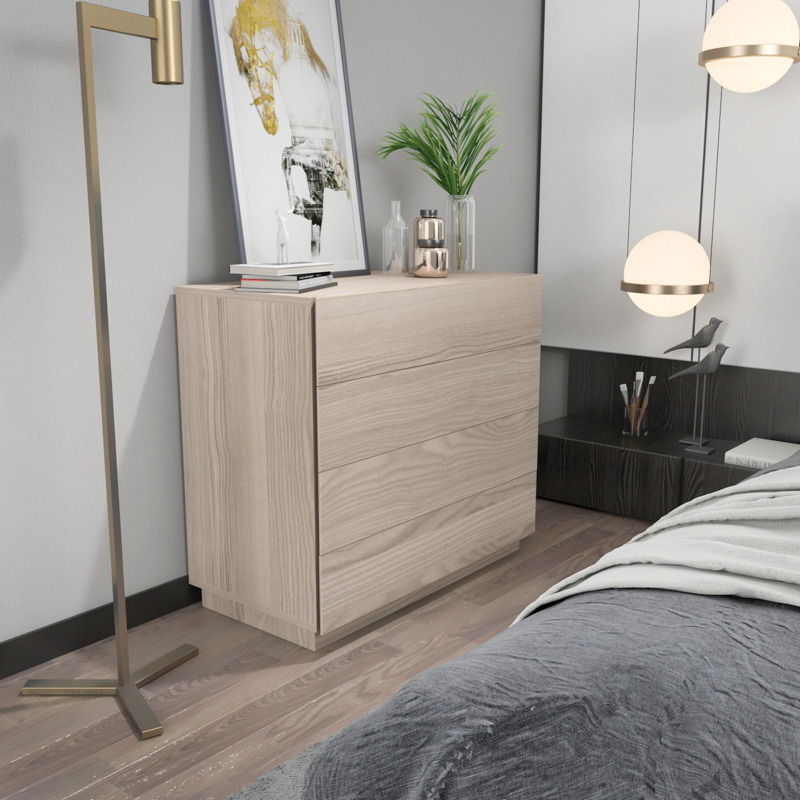Comò cassettiera moderna camera da letto 90xH81 cm rovere chiaro Parma