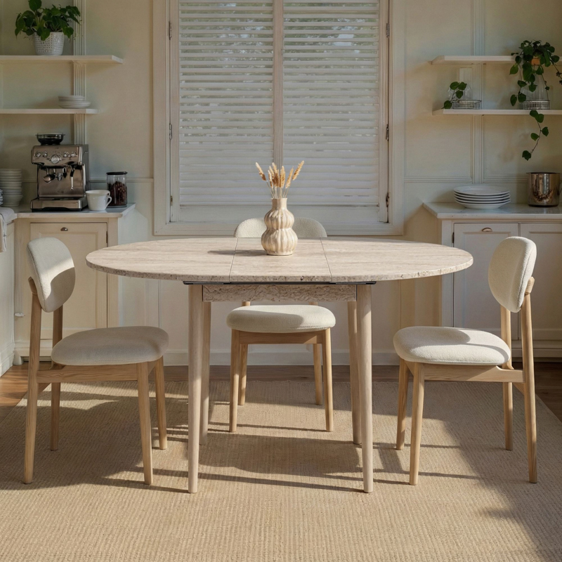 Tavolo allungabile moderno rotondo 100x100 cm marmo Parma