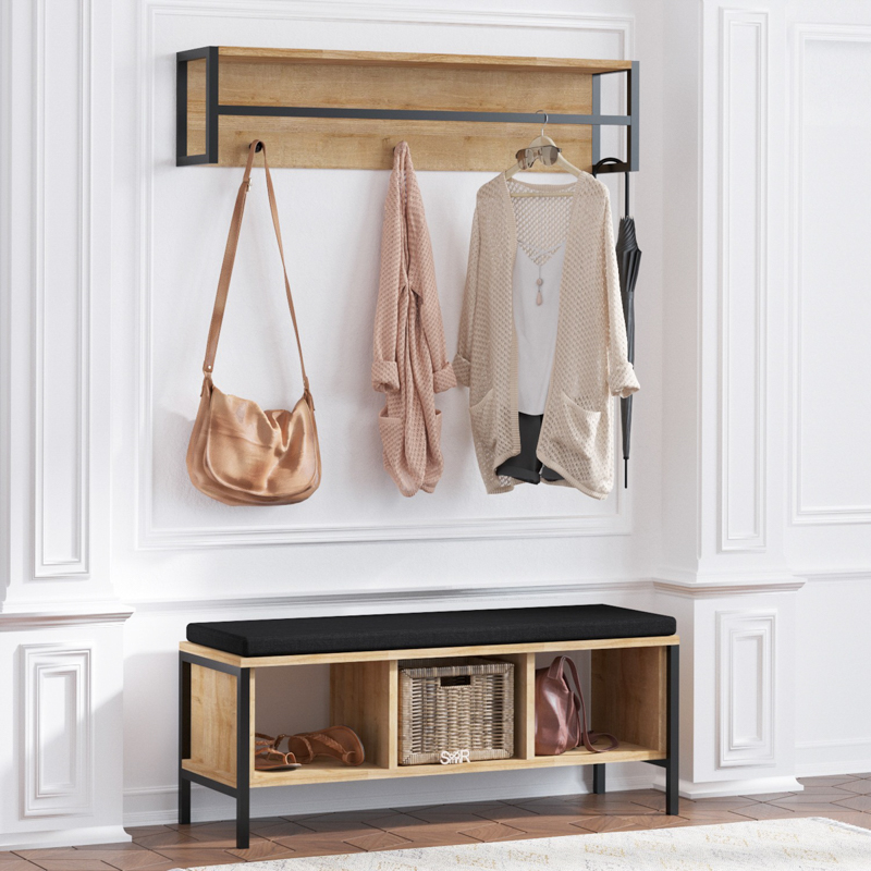 Mobile ingresso moderno design 100cm appendiabiti rovere Valley