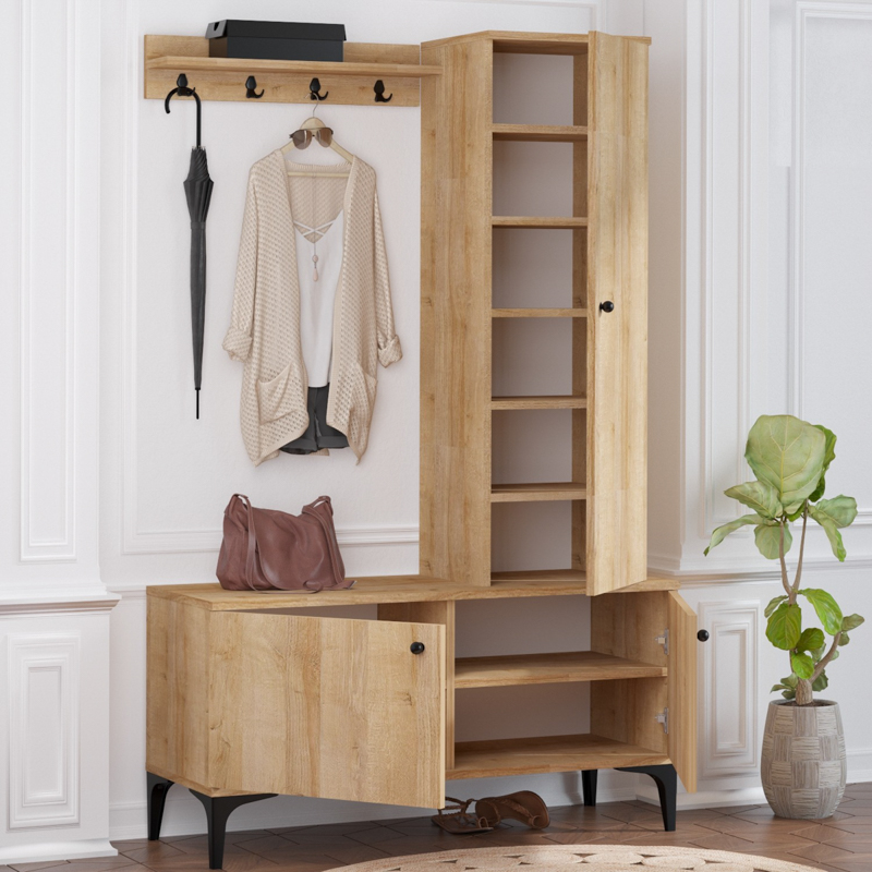Mobile ingresso moderno design 110xH175 appendiabiti rovere Bristol